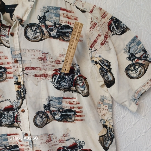 Harbor Bay Cream and Red Casual Button Down Shirt Size 2XLT - Picture 5 of 14